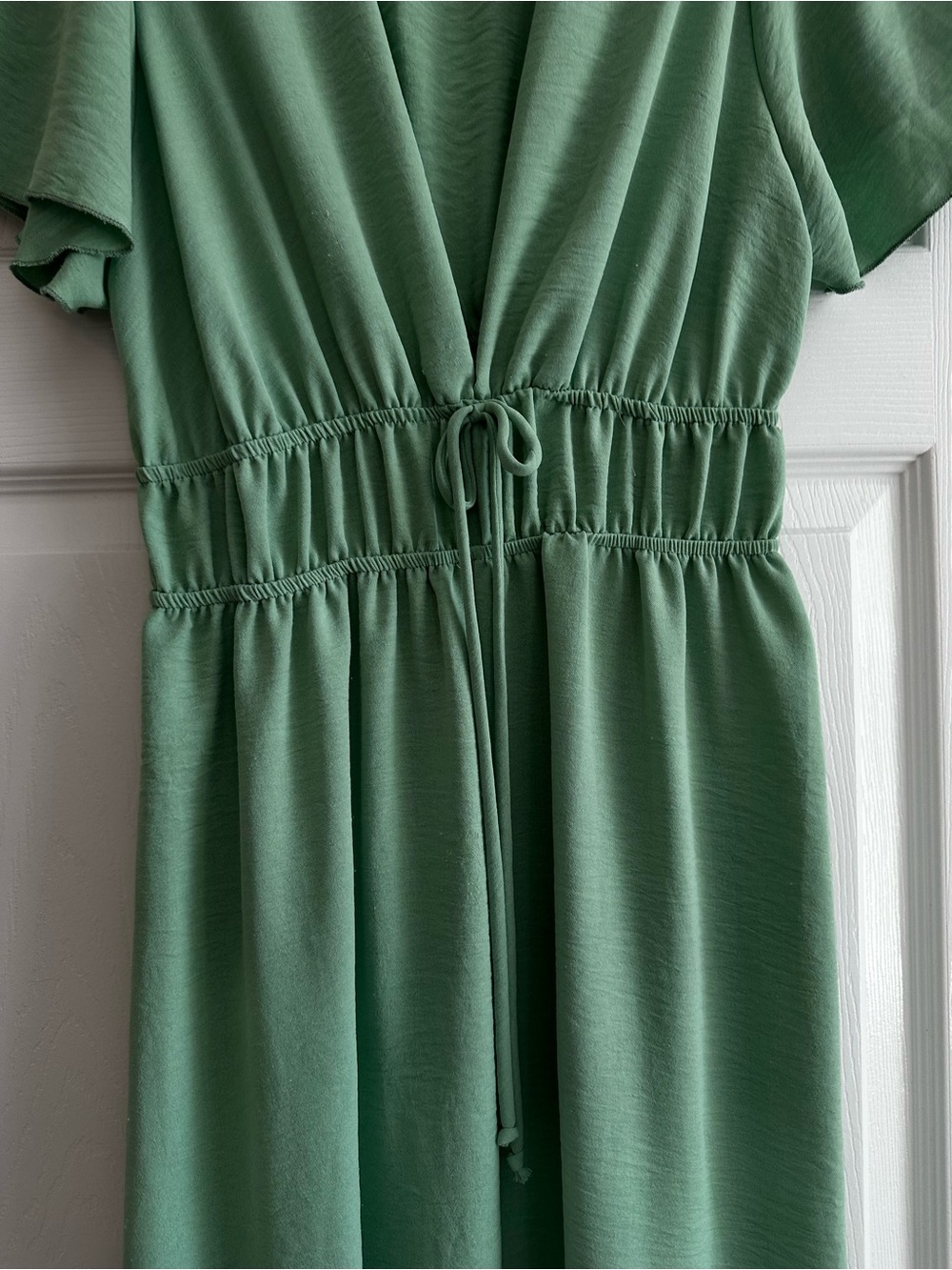 Wedding Guest Green Maxi Dress with Drawstring Waist